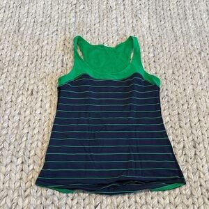 Lululemon Athletica Green and Black Striped Tank